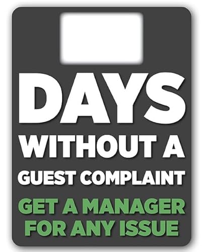 Days Without Guest Complaint Tracker, 12 x 9 inches, Dry-Erase, Black and White
