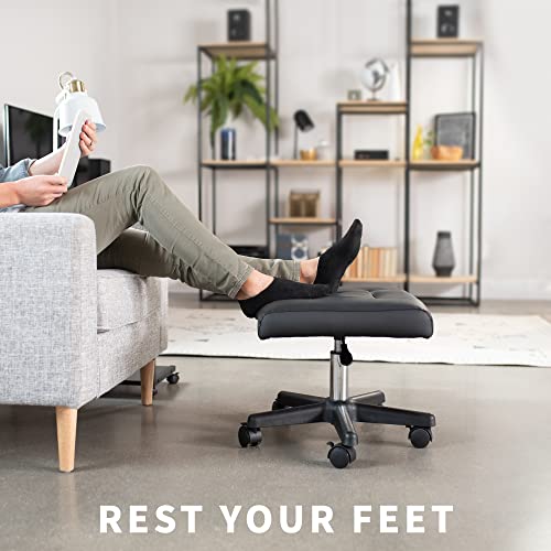 Image of VIVO Mobile Under Desk Leg Rest Ottoman Adjustable Foot Stool for Home Office, Black, CHAIR-S04F