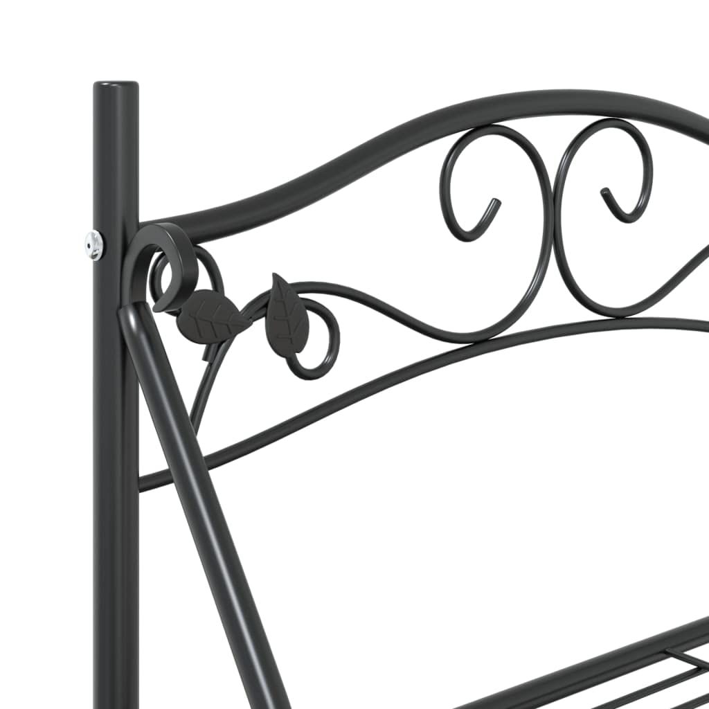 Blumenregal Schwarz 56x30x96 cm Stahl Pflanzenständer wetterfest für Außenbereich Balkon Garten Wohnzimmer dreistöckig Metall Pflanzenregal freistehend Leiterregal Blumentreppe