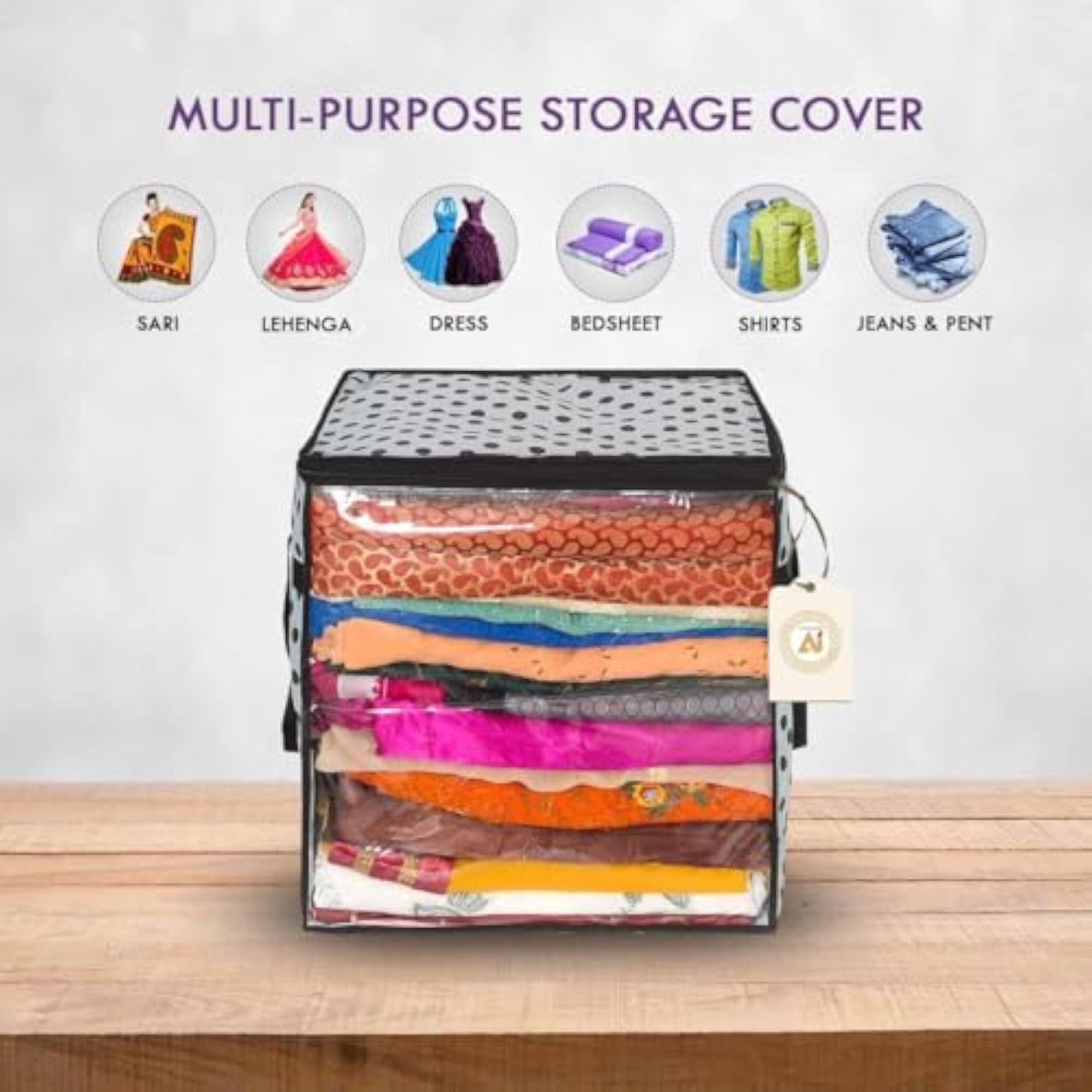 Saree Storage Bag Organizer Box with Transparent Window, Pack of 1