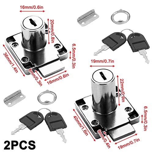 2 Piece Drawer Lock,16mm+19mm Child Safety Cupboard Locks White
