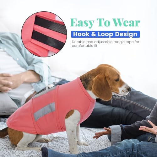 Image of MIGOHI Soft Dog Calming Vest for Thunderstorm, Fireworks, Travel & Separation - Anxiety Relief for Small Dogs, Shell Pink, XS