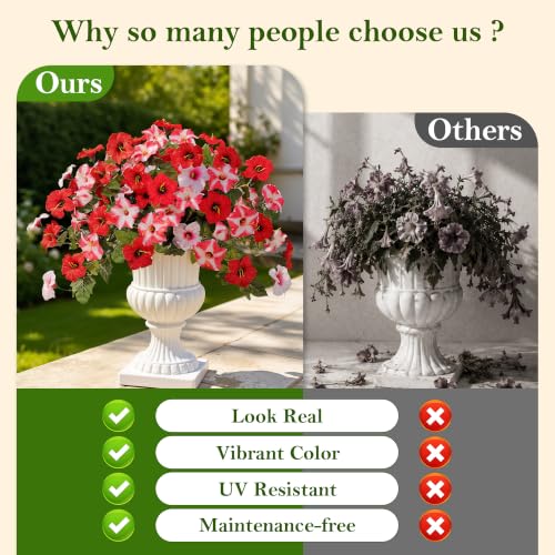 Playieer3 Pack Artificial Fake Petunia Flowers for Christmas Decor,No-Fade by Playieer - Used condition - Image 5