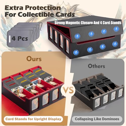 Caixa de armazenamento de cartão MTG de 4 fileiras de ultra capacidade com tela, comporta mais de 30