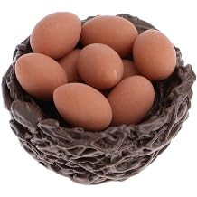 LoveinDIY 1/12 Scale Miniature Dollhouse Fairy Garden Resin Chicken' & 10 Eggs