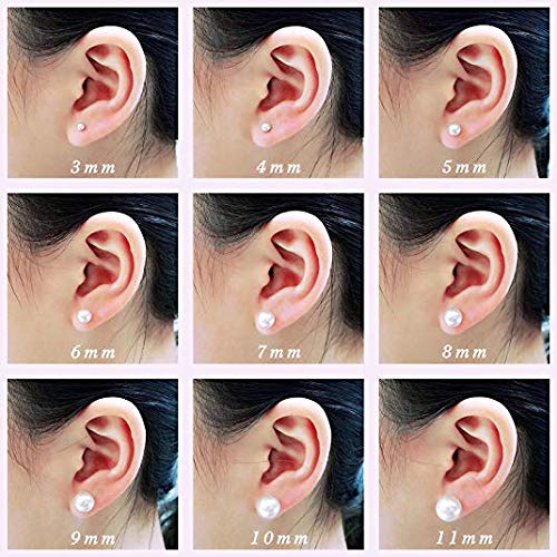 Alyc Pearl Earrings Genuine Freshwater Cultured Pearl White Button Stud Earrings With 925 Sterling Silver For Women(9.5-10.0Mm) #TOP1