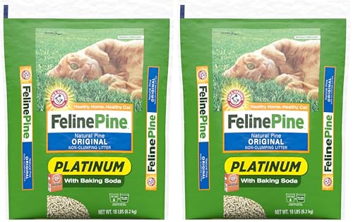 Feline Pine Platinum Non-Clumping Cat Litter, Feline Pine Cat Litter, 18lb (Pack of 2)