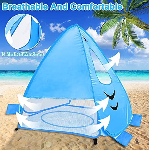 image for TURNMEON [ Extra High ] Shark Baby Beach Tent with Pool, Pop Up Baby P