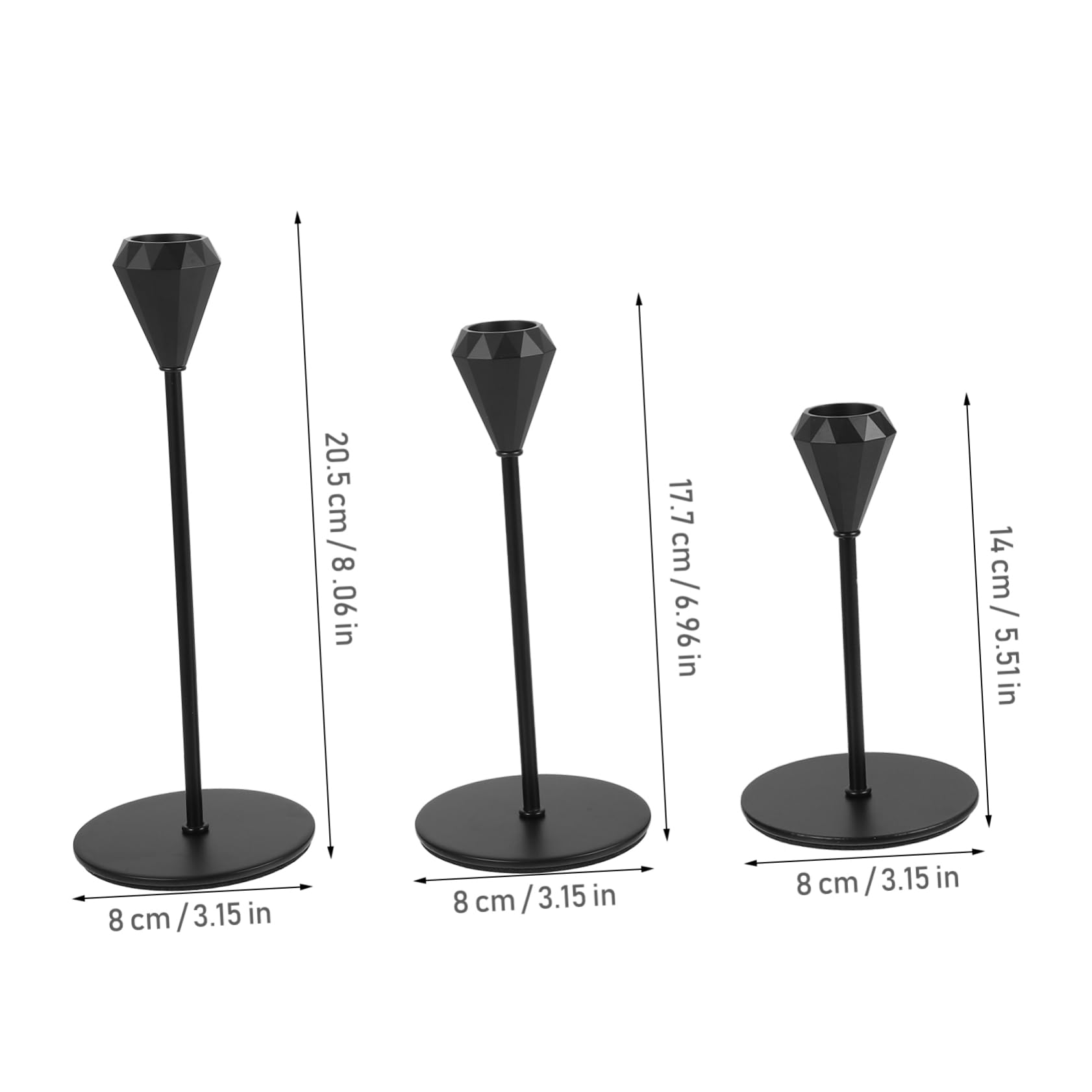 Zerodeko 3piezas Candelabro de Metal Forma de Diamante para Bodas Cenas y Fiestas Candelabros para Velas Cónicas Banquetes y Decoración