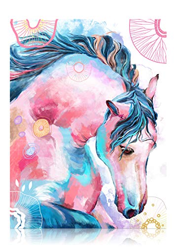 Gronda Pferd Malen nach Zahlen Erwachsene DIY Rosa Blau Tier Ölgemälde Kunstwerk Senior Frau Bild mit Zubehör Stift…