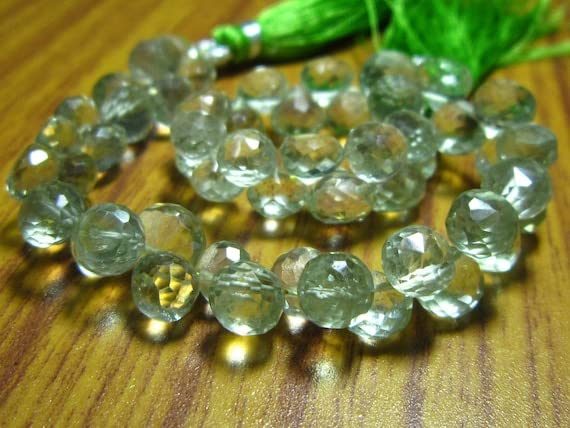 Améthyste verte briolette oignon facettée LKBEADS pour création bijoux