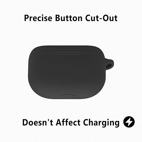 Miniatura 5 de Geiomoo Funda de silicona para Jabra Elite 8 Active, Jabra Elite 10, Funda protectora con mosquetón (negro)