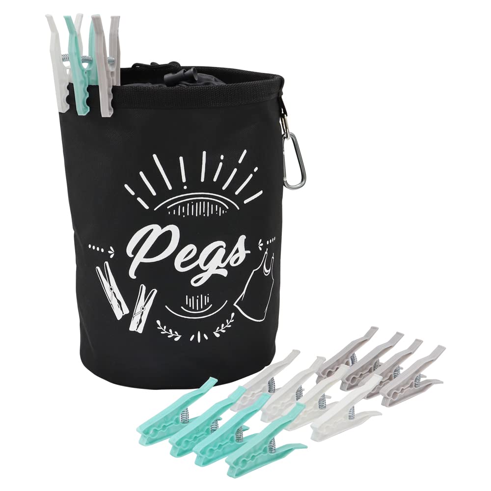 JVL Large Peg Bag with 192 Large Ultra Strong Pegs, Aqua, (08-040-281)