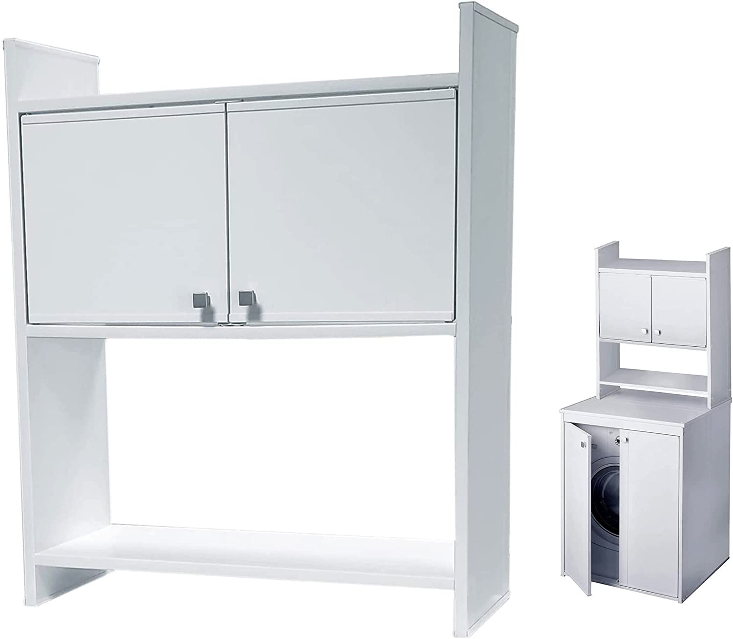 Negrari Regal für Waschmaschinenschrank aus PVC, feuchtigkeitsbeständig, Wandbefestigungsset, 65 x 26,4 x 78 cm, Weiß