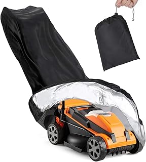 Push Lawn Mower Cover 210D Premium Heavy Duty Oxford Black Cover with Anti-UV Coating, Universal Fit Size for Outdoor Prot...
