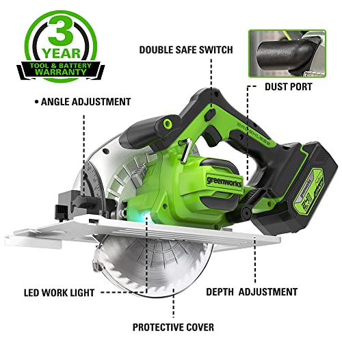 Greenworks 24V 7-1/4'' Circular Saw Brushless Cordless, With 4Ah Battery And 2A Charger #TOP2