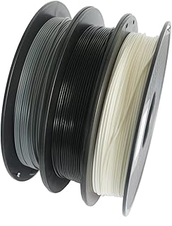Casnorton 3D Printer PLA Filament Bundle, 1.75mm+/- 0.03mm, Widely Compatible, 3 Spools Pack, 0.5kgs Total 1.5kgs for Creality Ender 3 S1 V2 (Black/Grey/White Pack of 3)