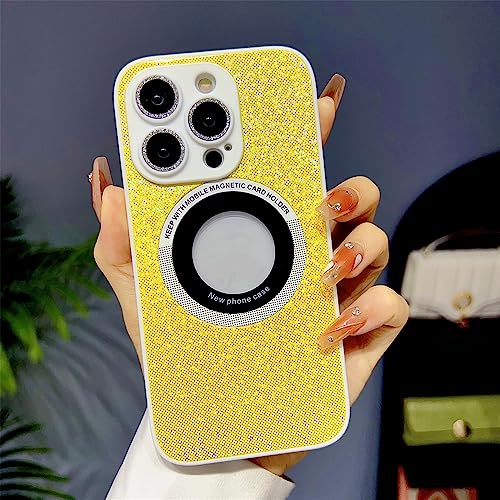 Coque silicone jaune avec charge sans fil magnétique pour iPhone 12