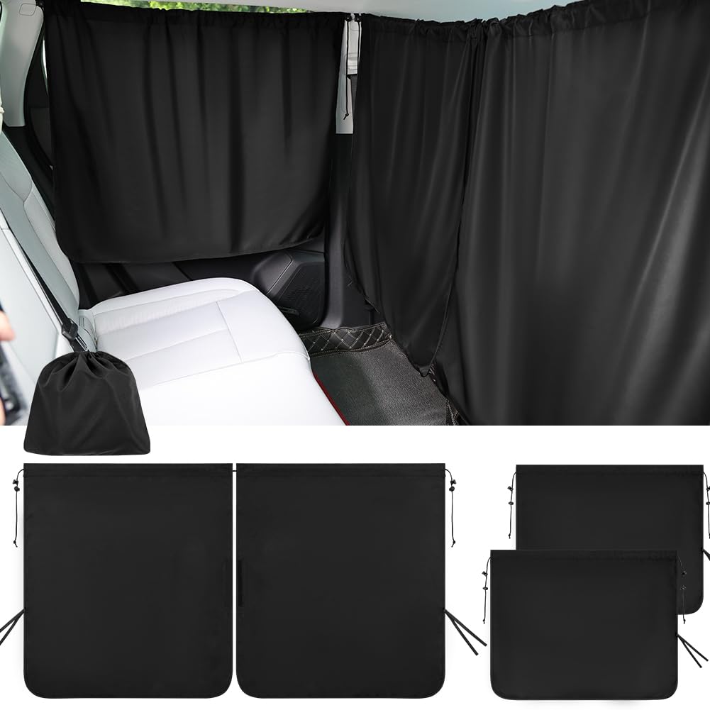 Cortinas Divisorias de Coche, 140*80CM Cortina para Automóvil para Privacidad, Incluye 1 Cortina de Asiento y 2 Cortinas Laterales, Desmontable, Aplicable a Sedán, SUV