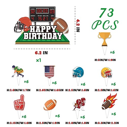 Caoekego DK4579813 73Pcs Super Football Bowl Cake Cupcake Toppers Themed Decorations thumb #6