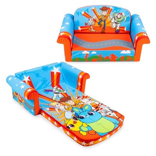 Marshmallow Furniture 2-in-1 Flip Open Foam Couch Bed Sleeper Sofa Kid's Furniture for Ages 18 Months and Up, Toy Story