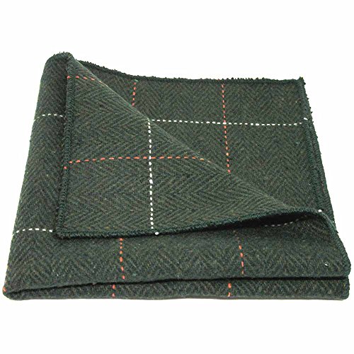 King & Priory Luxuriöses Waldgrünes Tweed-Einstecktuch mit Fischgrätenmuster Cover