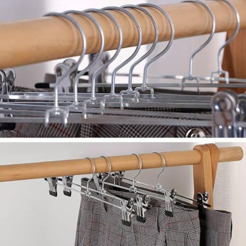 Kit 5 Cabides Presilhas Metal Cromado Calças Saia Bermuda Vestido