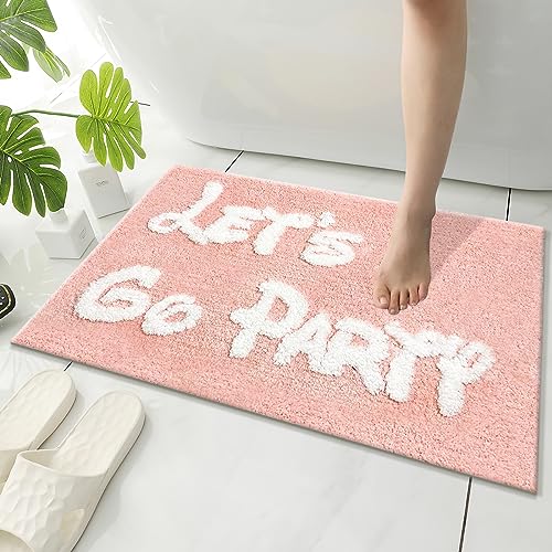 Bath-Rug-Pink-177×255-inch-Non-Slip-Bathroom-Rug-Lets-Go-Party-Design-Farmhouse-Style-Machine-Washable Bath Rug Pink 177×255 inch Non Slip Bathroom Rug Lets Go Party Design Farmhouse Style Machine Washable