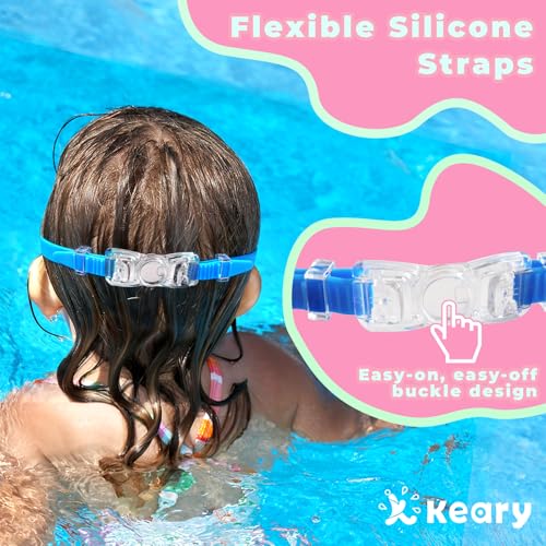 Image of Keary 2 Pack Kids Swim Goggles for 3-15 UV Protection Anti-Fog Pool Water Swimming Goggles for Boys Girls Youth Toddler