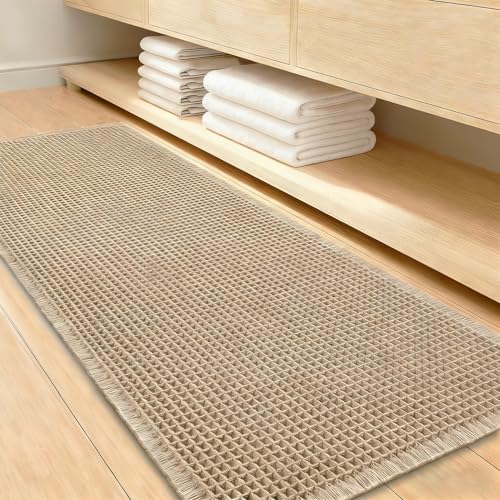 FANGCCC Tapis de bain bohème, marron, lavable, antidérapant, décoration pour salon, chambre à coucher, salle de bain (marron-60 x 120 cm)