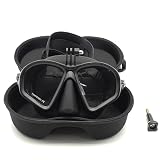Low Volume Tempered Glass Adults Freediving Mask Waterproof Anti-Fog Clear Vision Diving Mask with Storage Case, Camera Mount Mask for Photography (Black with Stand)