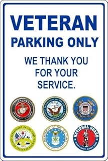 Lilyanaen New Metal Sign Aluminum Sign Veteran Parking Only We Thank You for Your Service for Outdoor & Indoor 12" x 8"