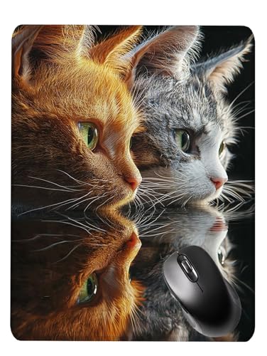 Alfombrilla Ratón Gaming, Mouse Pad, con Base de Goma Antideslizante, Superficie Impermeable, Bordes Cosidos, Compatible con Ratones Láser y Ópticos Portátil, Home Office, 32x26x0.3cm Gato Agua S0F575