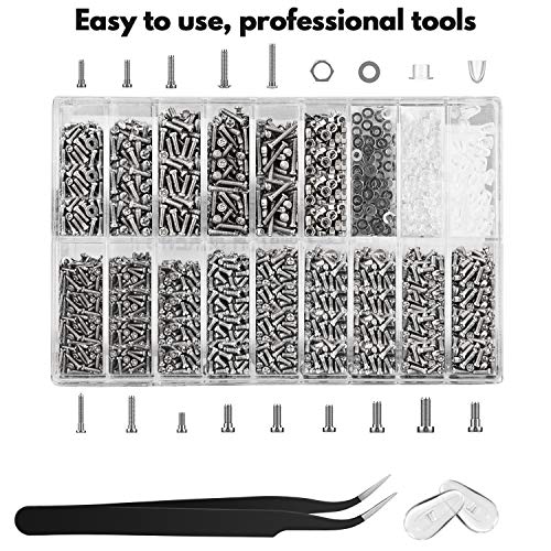 Eyeglass Repair Kit, redting Sunglasses Repair Kit with 1110pcs Eyeglass Screws Include 5Pairs Nose Pads, Precision Screwdriver Set and Tweezers for Eyeglasses,Watch Repair of various gadgets (Orange)