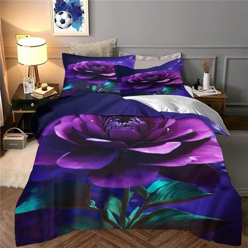 Housse de couette crocus violet 200x200 parure lit 3D