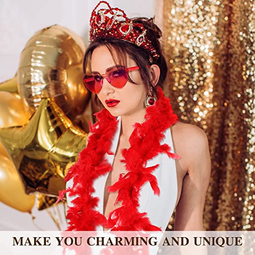 18 Pieces Colored Feathers Flapper Colorful Feather Boas And Heart Shaped Frameless Sunglasses Transparent Heart Sunglasses 6 Ft Feather Boas Costume Feather Boas For Women Girls Halloween Party Favor #TOP4