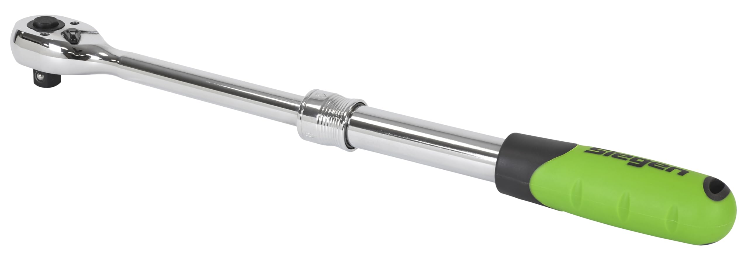 Siegen by Sealey 1/2" Sq Drive Extendable Ratchet Wrench - S01284, Green Chrome - Image 2