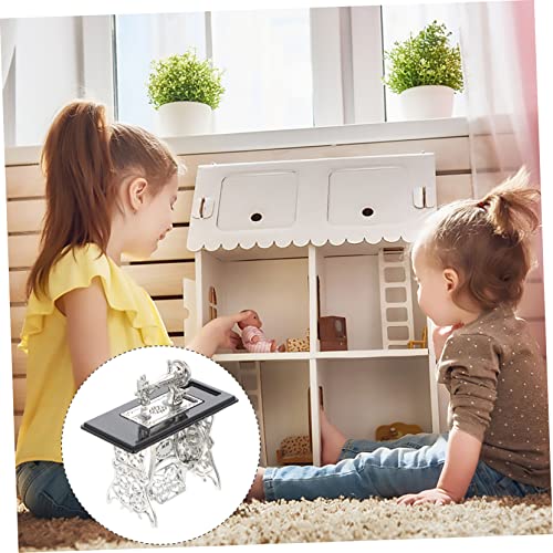 STOBOK 1 St mini-naaimachine poppenhuis voetnaaimachine micro naaimachine model meubels meubilair poppenhuis inrichting poppenhuis meubelmodel tram- pedaal ambachten legering - Image 5