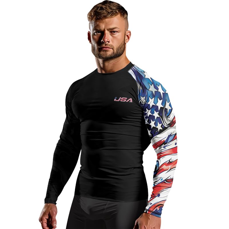 Men's Patriot Rash Guard Long Sleeve – No-Gi Compression Shirt for BJJ MMA Jiu Jitsu Wrestling & Grappling4