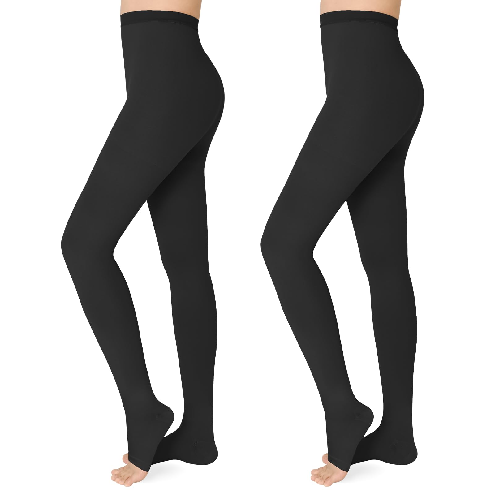 Pantimedias de compresión Wegitcs de 20 a 30 mmHg (1 o 2 pares), cómodas, con punta abierta, para uso médico, para edemas, venas varicosas, hinchazón, embarazadas, enfermeras, atletas, talla extra grande.