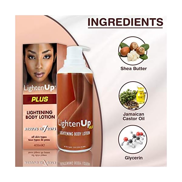 LightenUp-Skin-Lightening-Lotion-135-Fl-oz-400ml-Hyperpigmentation-Treatment-Fade-Dark-Spot-on-Body-Knees-Elbows-Hands-Underarms-with-Jamaican-Castor-Oil-and-Shea-Butter LightenUp, Skin Brightening Lotion - 13.5 Fl oz / 400ml - Moisturizing, Hydrating Body Lotion for Body, Knees, Elbows, Hands, Underarms, with Jamaican Castor Oil and Shea Butter