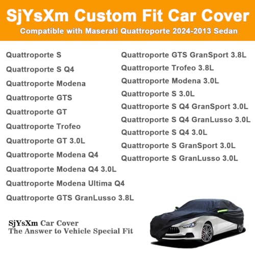 Image of Custom Car Cover Compatible with Maserati Quattroporte 2026-2013 4-Door Sedan, All Weather Waterproof Car Covers with Cotton Lining, Heavy Duty Rain Sun Snow Dust UV Cover for Outdoor Indoor