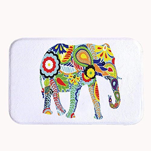 Rikoel Super Soft Non-Slip Paper Cutting Flower Shaped Elephant Bath Mat Coral Fleece Area Rug Door Mat