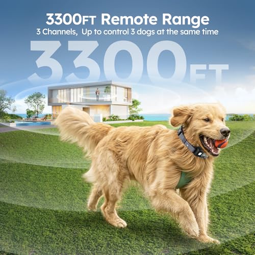Dog-Shock-Collar-3300FT-with-Light-for-Night-Walks-Dog-Training-Collar-with-Remote-Control-E-Collar-with-Adjustable-Pitch-BeepVibration-and-ShockRechargeable-Waterproof-Shock-Collar-for-Dogs