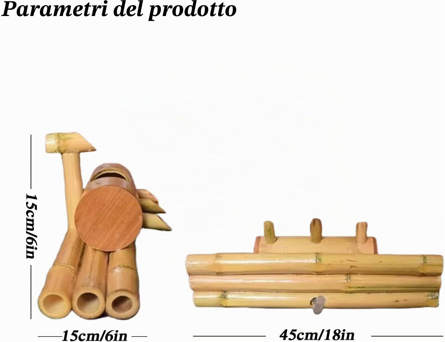 Fontana Ad Acqua in bambù da 45 Cm Ad Energia Solare per Giardino Esterno, Fontana Zen con 4 Uscite Dacqua, Perfetta per Patii E Laghetti - Tranquilla Fontana da Giardino