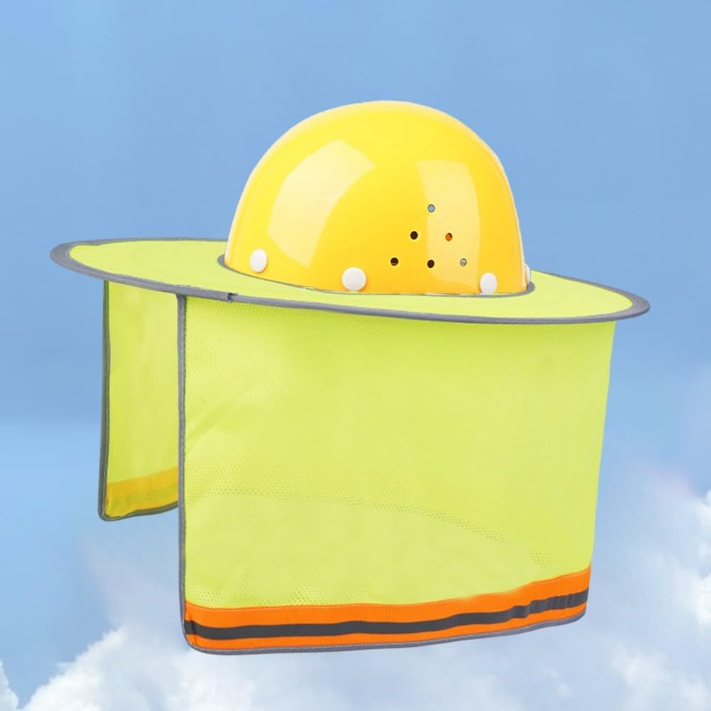 Parasol para casco con ala ancha y elementos reflectantes, tela transpirable para protección solar en obras de construcción y seguridad en verano