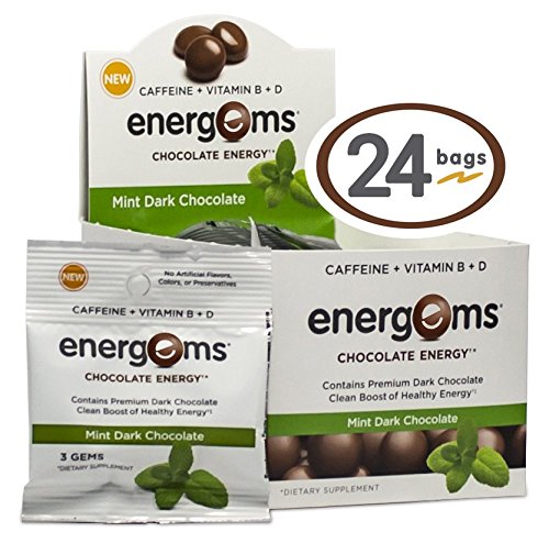 Energy Boost Gems, 3 Boxes w/24 Bags Each (216 Gems), Mint Chocolate
