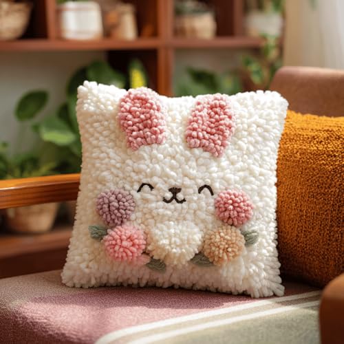 kitphoenix Crochet Kit Cojín Flor Cojines Para Bordar A Mano Kit De Funda De Almohada,Cojines De Ganchillo Para,Adultos Y Principiantes,Decoración Del Hogar,43Cmx43Cm