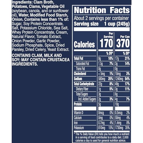 Progresso New England Clam Chowder, Reduced Sodium Canned Soup, 18.5 oz