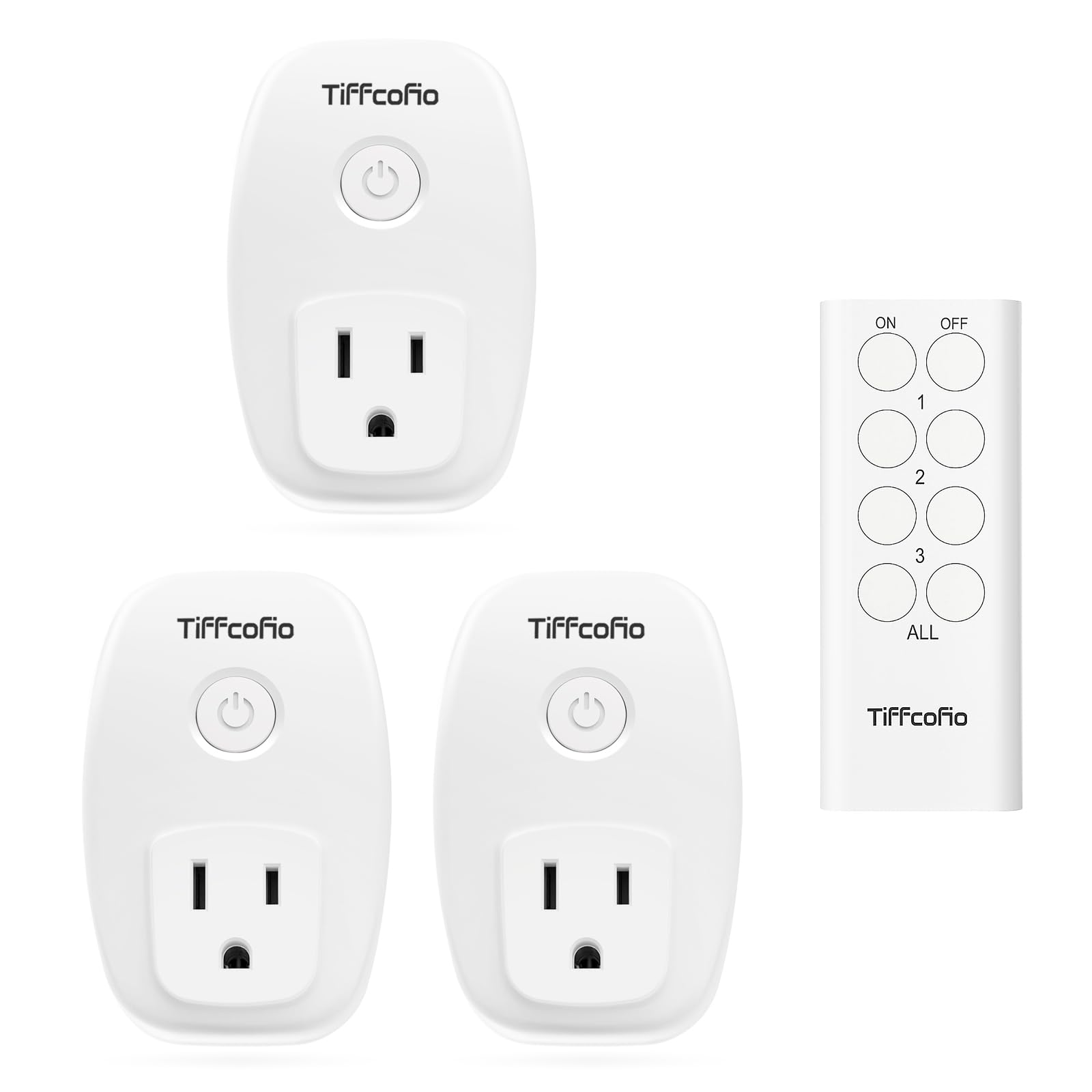 TiFFCOFiO Indoor Remote Control Outlet Plug, Wireless Light Switches, 100ft Range Remote Control, 15A/1875W, ETL Listed
